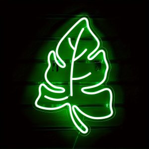 1 pc Green Leaf LED neon sign, ambient wall decor neon sign for home, party, living room, camping, game room, as birthday, holiday gift, bedroom and home wall decor neon sign, 5 V USB power supply