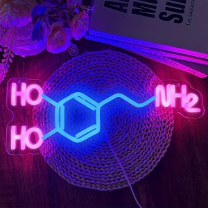 1 pc Little Molecule of Dopamine LED Neon Sign, Ambient Wall Decor Neon Sign for Game Rooms, Home, Parties, Living Rooms, Offices, Bars, Clubs, as Birthday, Holiday Gifts, Bedroom and Home Wall Decor Neon Sign, 5 V USB Power Supply