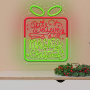 1 pc Believe In The Magic Of Christmas neon Christmas wall decoration, 3D engraving, dimmable LED Christmas ambiance wall decoration neon sign, perfect for Christmas party, bedroom, birthday party, bar, shop, game room, club, room, friends party wall decoration, as friends family birthday, Christmas gift first choice,... USB Powered Illuminated Sign Hanging Unit, 5V USB Power Supply