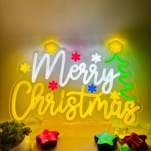 1 pc Merry Christmas Wall Neon Decoration, Dimmable LED Christmas Ambiance Wall Decoration Neon Sign, perfect for Christmas parties, bedrooms, birthday parties, pubs, shops, games rooms, clubs, rooms, friends party wall decorations, as a friend's family birthday, Christmas gift preferred, USB powered light up sign hanging unit, 5V USB power supply