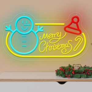 1 pc Merry Christmas Christmas Wall Neon Decoration, 3D Engraving, Snowman and Christmas Hat Dimmable LED Christmas Ambience Wall Decoration Neon Sign, perfect for Christmas parties, bedrooms, birthday parties, pubs, shops, games rooms, clubs, rooms, friends' party wall decorations, as a friend's family birthday, Christmas gift preferred, USB powered light up Sign hanging device, 5V USB power supply