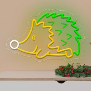 1 pc Hedgehog Christmas Wall Neon Decoration, 3D Engraving, Dimmable LED Christmas Ambiance Wall Decoration Neon Sign, perfect for Christmas parties, bedrooms, birthday parties, pubs, shops, games rooms, clubs, rooms, friends party wall decorations, as a friend's family birthday, Christmas gift preferred, USB powered light up sign hanging device, 5V USB power supply