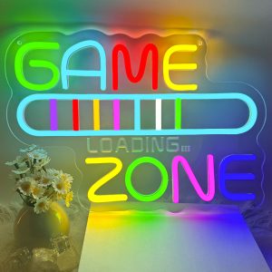1 pc GAME ZONE Loading LED Neon Sign, 3D Engraving, Ambient Wall Decoration Neon Sign, Suitable for use in parties, game rooms, shops, homes, clubs, living rooms, bars, bedrooms and home wall decorations, as a friend's family birthday, holiday gift preferred, USB powered light up sign hanging device, 5V USB power supply