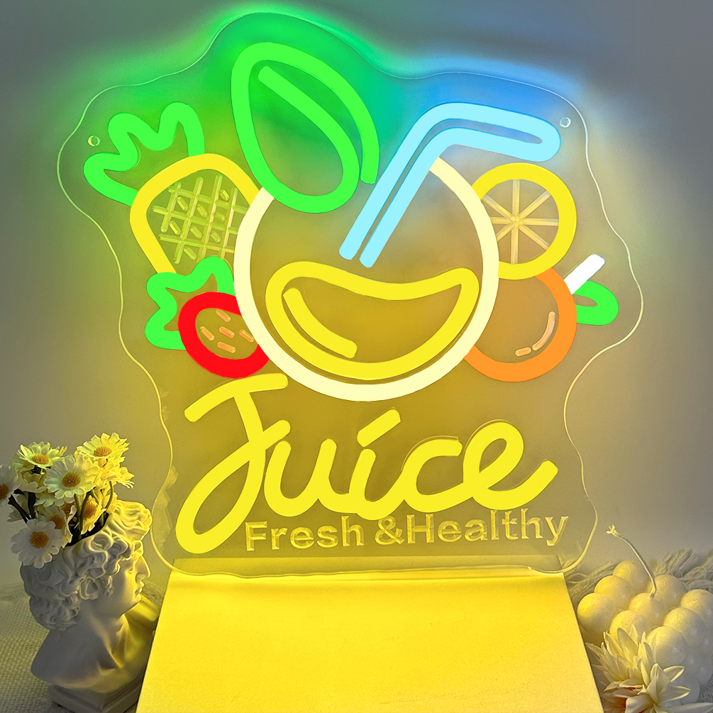 Customised fresh juice and name neon signs, personalised LED neon lights, perfect for graduation season, juice bars, food trucks, parties, cafés, living rooms and home décor. An ideal unique gift for graduation celebrations, parties, clubs, housewarmings and more!
