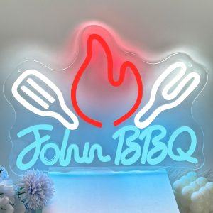Customised BBQ and name neon signs, personalised LED neon lighting for barbecues, restaurants, family gatherings, parties, kitchens, living rooms and home décor. The perfect unique gift for barbecue parties, clubs, housewarming celebrations and more!