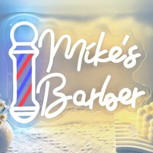 Customised neon signs for barbershops and salons, personalised LED neon lighting for hair salons, barbers, pubs, clubs, living rooms and home décor. The perfect unique gift for hair salons, barbershops, housewarmings and more!