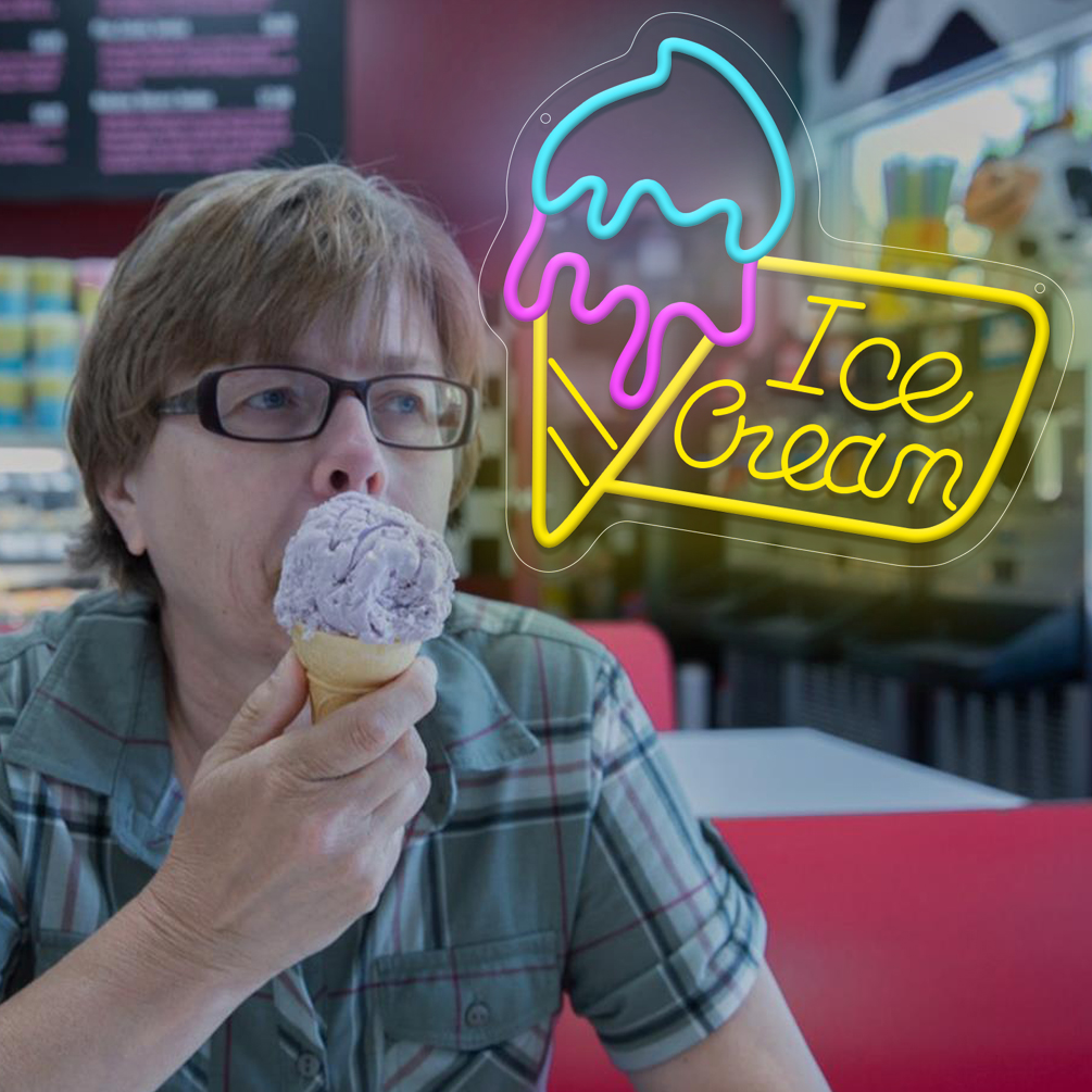 1 pc colourful ice cream shape LED neon sign, 3D engraved ambient wall decoration neon sign for ice cream parlour, shop, restaurant, party, office, game room, family, club, living room, bar, bedroom and home wall decoration, preferred choice for friends and family's birthday and holiday gifts, USB powered illuminated sign hanging device, 5V USB power supply - 图片 5