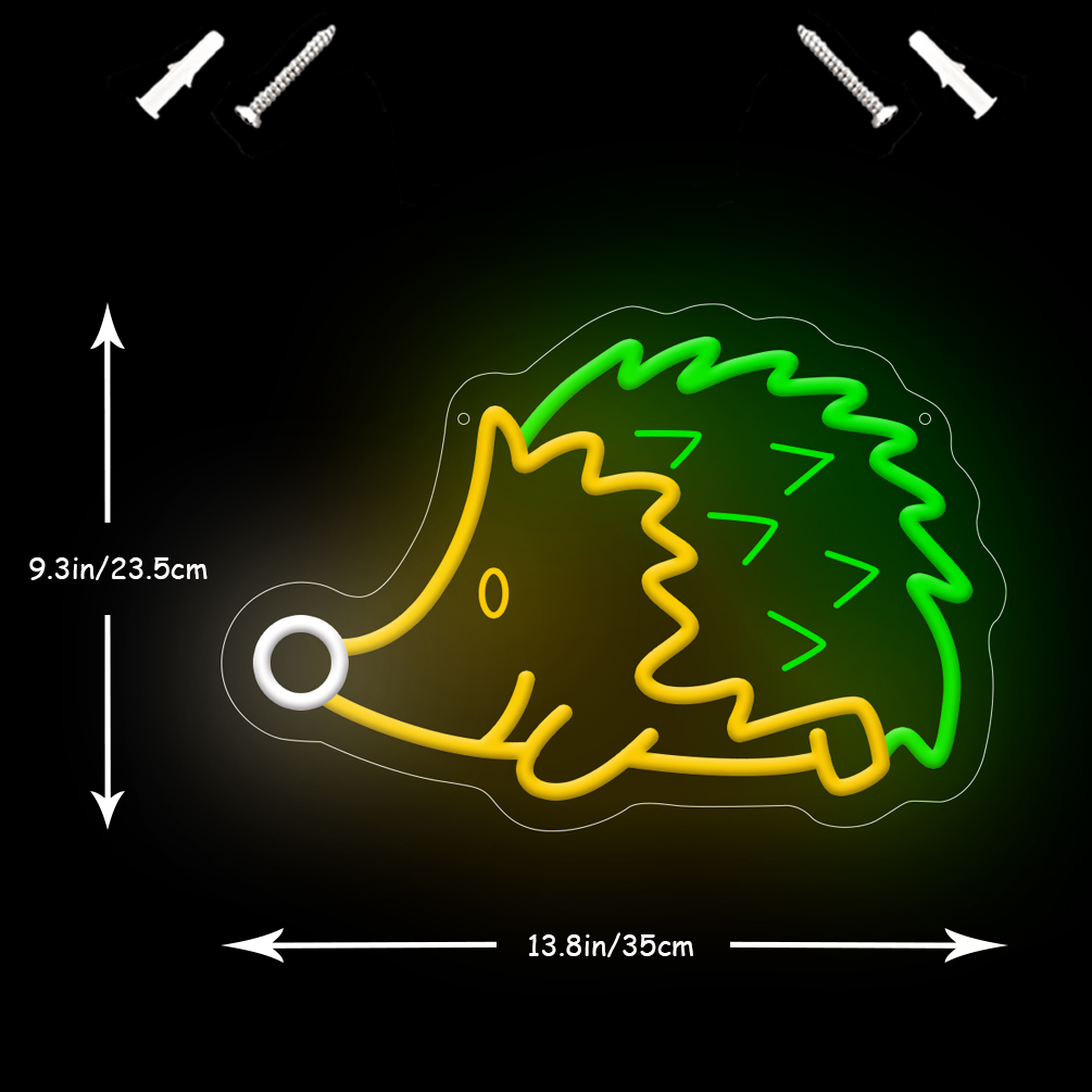 1 pc Hedgehog Christmas Wall Neon Decoration, 3D Engraving, Dimmable LED Christmas Ambiance Wall Decoration Neon Sign, perfect for Christmas parties, bedrooms, birthday parties, pubs, shops, games rooms, clubs, rooms, friends party wall decorations, as a friend's family birthday, Christmas gift preferred, USB powered light up sign hanging device, 5V USB power supply - 图片 3