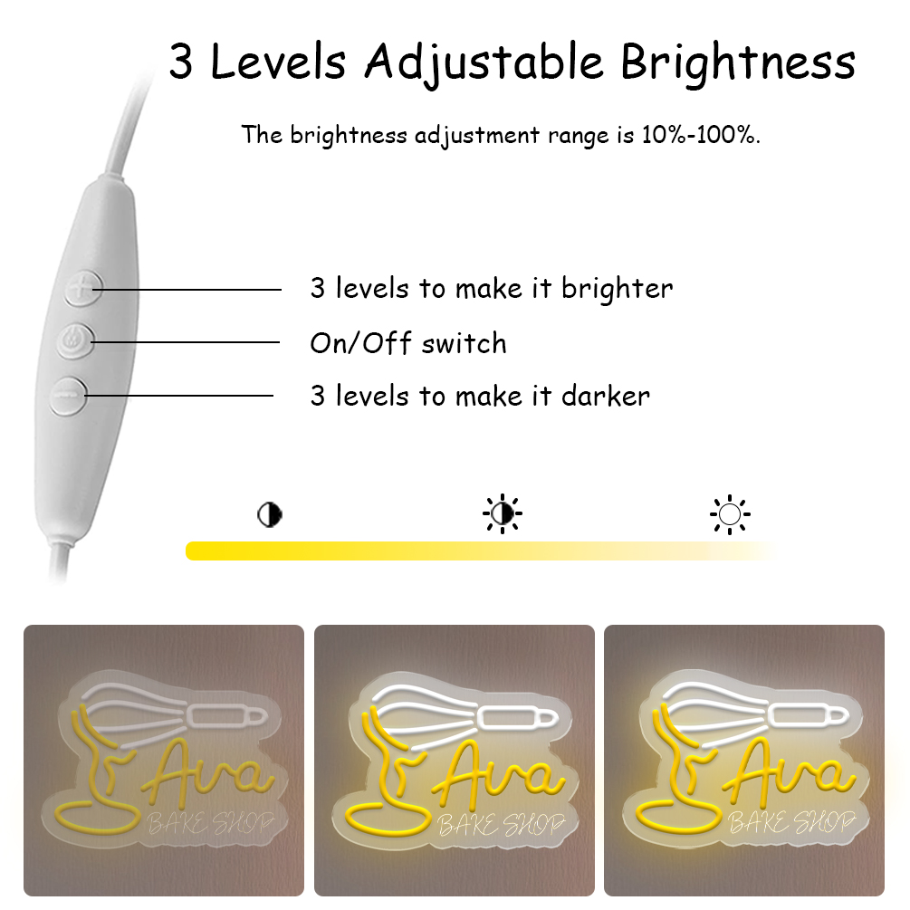 Custom neon sign featuring a whisk and name, personalised baking LED neon light, perfect for restaurants, bakeries, DIY parties, kitchens, living rooms and home décor. An ideal unique gift for DIY parties, bakeries, housewarming celebrations and more! - 图片 5