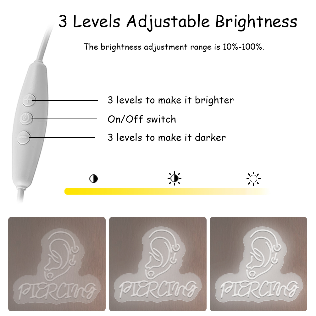 Customised neon signs featuring piercings and names, personalised LED neon lighting suitable for tattoo parlours, body art studios, bars, clubs, shops, living rooms and home décor. An ideal unique gift for parties, clubs, housewarmings and other occasions. Category: Illuminated signs and neon signs - 图片 5