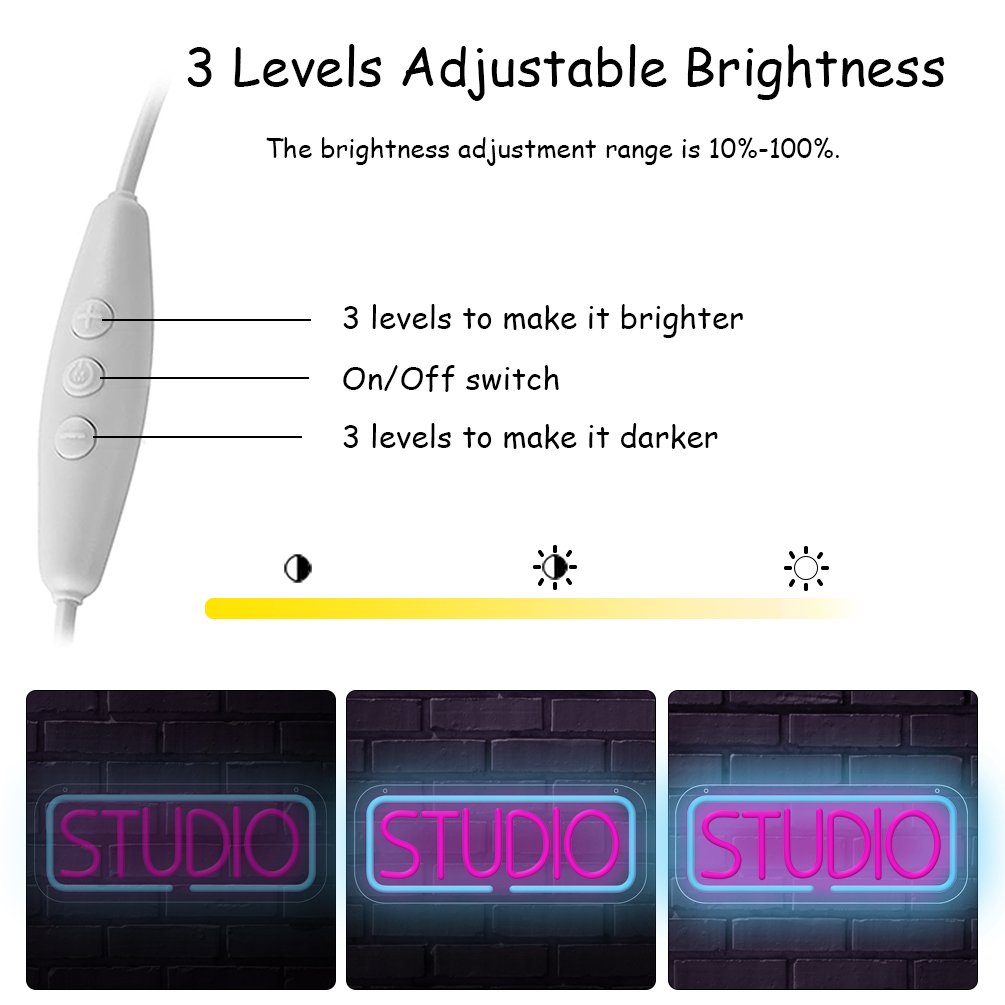 1 pc studio LED neon sign, wall decoration neon sign for bars, clubs, coffee shops, hotels, shops, music studios, friends party wall decoration, 5 V USB power supply - 图片 4