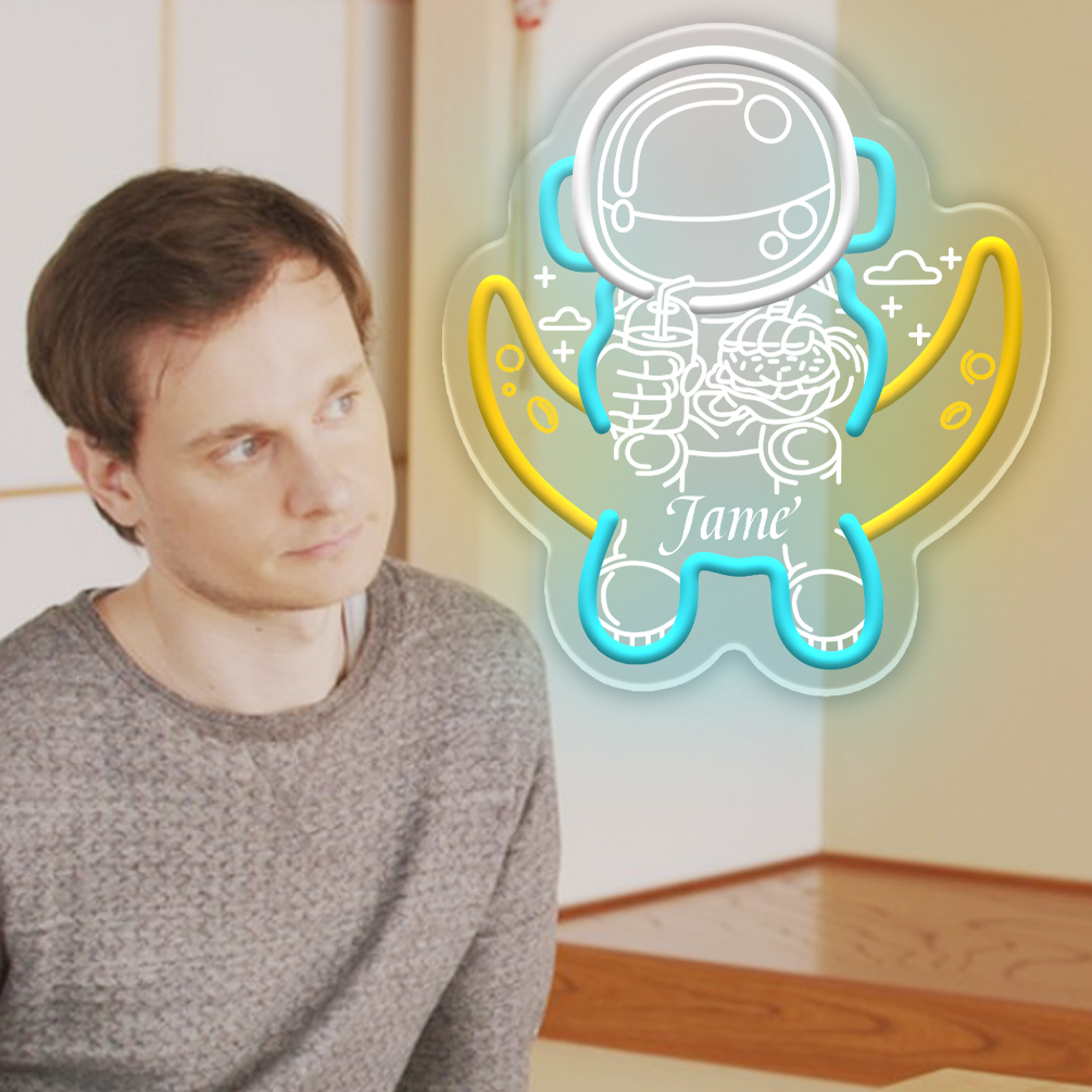 Custom astronaut and name neon sign, 3D engraving, personalised LED neon lights, suitable for space themed parties, children's rooms, games rooms, shops, living rooms and home decoration, ideal unique gifts for parties, clubs, housewarming and other occasions - 图片 6