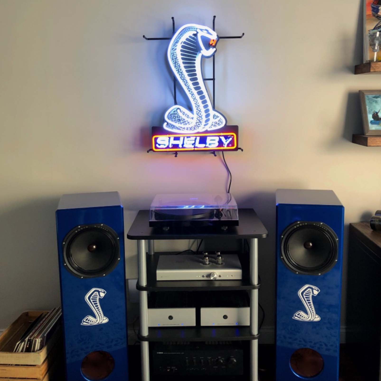 High quality Ford OLP Shelby Cobra sign with HD inkjet graphic print board, large illuminated glass tubes neon LED sign for offices, parties, coffee shops, bars, birthdays, men's caves, home and event wall art decor. - 图片 2