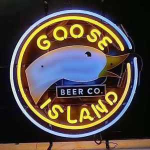 High quality super bright Goose Is land beer sign, HD inkjet graphic printing board, large glowing glass tube neon LED sign for office, party, coffee shop, bar, birthday, man cave, home and event wall art decoration.