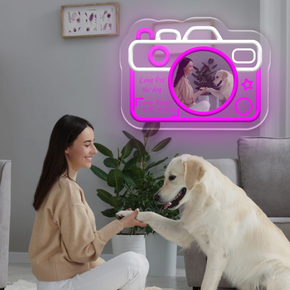 Custom camera picture and name neon sign, personalised UV LED neon for graduation season, weddings, studios, parties, photo clubs, living rooms and home decor, ideal gift for weddings, parties, birthdays, housewarming and other perfect matches! - 图片 2
