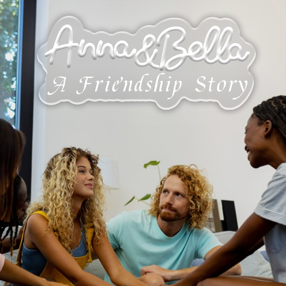 Custom a friendship story and name neon sign, 3D engraving, personalised LED neon light, suitable for good friends, siblings, living room and home decoration, ideal gift for parties, birthdays, housewarming and other perfect match! - 图片 2