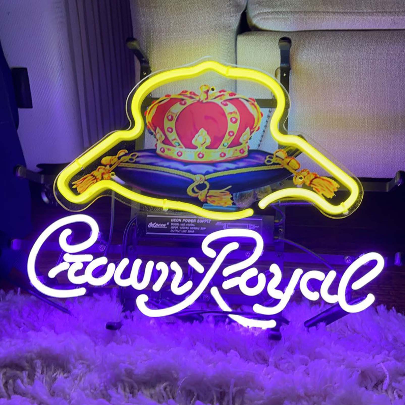High Quality Crown Sign, HD Inkjet Graphic Printed Board, Large Glowing Glass Tube Neon LED Sign for Office, Party, Coffee Shop, Bar, Birthday, Men's Cave, Home and Event Wall Art Decoration. - 图片 3