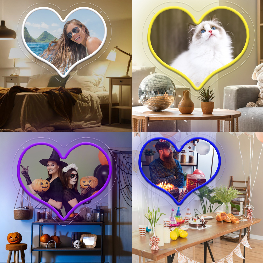 Customised heart shaped UV neon sign for living room, bedroom, office, bar, restaurant Unique LED neon illuminated sign for personalised neon decorations for weddings, birthdays, Christmas, New Year, housewarming etc. - 图片 8