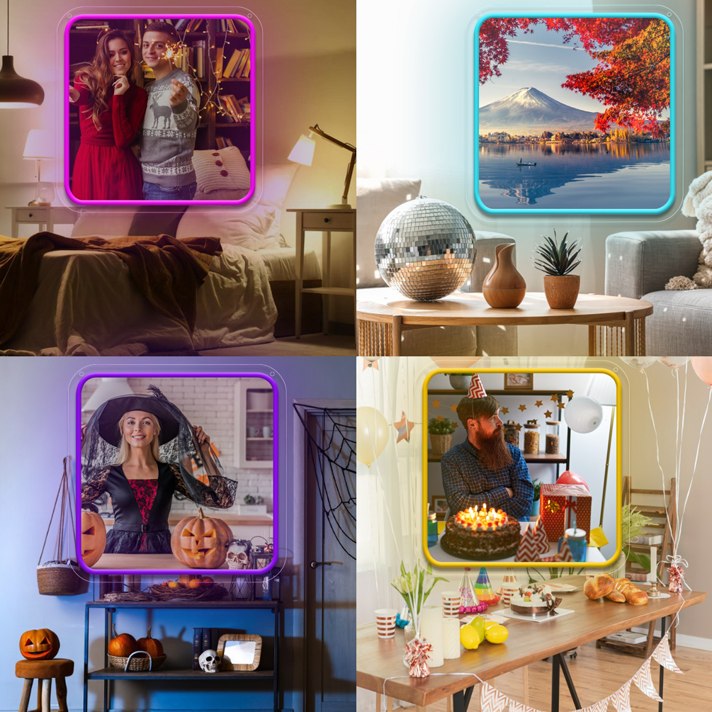 Custom square UV neon sign for living room, bedroom, office, bar, restaurant Unique LED neon light up sign for personalised neon decoration for wedding, birthday, Christmas, New Year, housewarming etc. - 图片 8