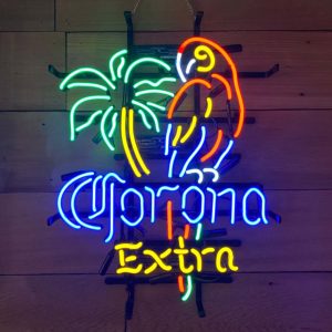 High Quality Super Bright CORONAS Parrot Palm Tree Sign, Large Glowing Glass Tube Neon LED Signs for offices, parties, coffee shops, bars, birthdays, men's caves, home and event wall art decor.
