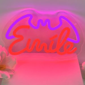 Custom Neon Wall Decorations with Bat Patterns and Names, Dimmable LED Halloween Ambiance Wall Decor Neon Sign, perfect for Halloween parties, bedrooms, birthday parties, bars, shops, game rooms, clubs, rooms, friends party wall decorations, as a first choice of birthday and Halloween gifts for friends and family!