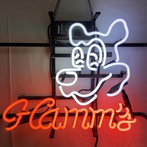 High quality super bright Hamms sign, large glowing glass tube neon LED sign for office, party, coffee shop, bar, birthday, man cave, home and event wall art decoration.
