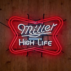 High quality super bright miller high life beer sign, large glowing glass tube neon LED sign for office, party, coffee shop, bar, birthday, man cave, home and event wall art decoration.