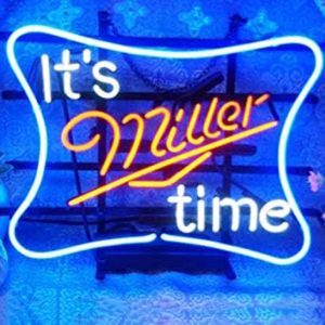High quality super bright It's Miller Time sign, large glowing glass tube neon LED sign for office, party, coffee shop, bar, birthday, man cave, home and event wall art decoration.