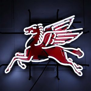 High quality Pegasus sign, HD inkjet graphic printing board, large glowing glass tube neon LED sign for office, party, coffee shop, bar, birthday, man cave, home and event wall art decoration.