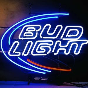 High quality Bud Light beer sign, large glowing glass tube neon LED sign for office, party, coffee shop, bar, birthday, man cave, home and event wall art decoration.