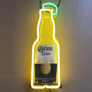 High quality Coronas Extra Beer Bottle sign with high definition inkjet graphic print board, large illuminated glass tubes neon LED sign for offices, parties, coffee shops, bars, birthdays, men's caves, home and event wall art decor.