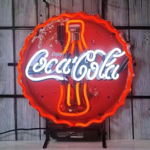 High Quality Super Bright Open Letter Display Coca Cola Bottle Sign, HD Jet Graphic Printed Board, Large Bright Illuminated Glass Tube Neon LED Sign for Office, Parties, Coffee Shops, Bars, Birthdays, Men's Caves, Home and Event Wall Art Decoration.50.80 X 55.88 cm