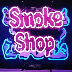 High Quality Super Bright Open Letter Display Smoke Shop Sign, HD Jet Graphic Printed Board, Large Bright Glowing Glass Tube Neon LED Sign for Office, Party, Coffee Shop, Bar, Birthday, Men's Cave, Home and Event Wall Art Decoration.