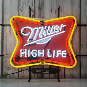 High Quality Super Bright Miller High Lifetime Beer Sign, HD Inkjet Graphic Printed Board, Large Glowing Glass Tube Neon LED Signs for Office, Party, Coffee Shop, Bar, Birthday, Men's Cave, Home and Event Wall Art Decoration.