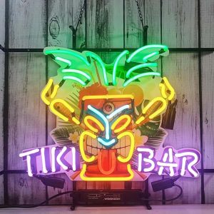 High Quality Super Bright Palm Sign Tiki Bar Sign, HD Inkjet Graphic Printing Board, Large Glowing Glass Tube Neon LED Signs for Office, Party, Coffee Shop, Bar, Birthday, Men's Cave, Home and Event Wall Art Decoration.