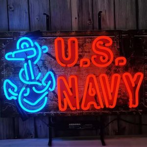 High quality super bright US Navy sign, large glowing glass tube neon LED sign for office, party, coffee shop, bar, birthday, man cave, home and event wall art decoration.