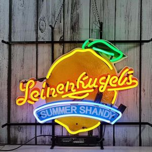 High quality super bright Beer Bar Barinin Leinenkugel's Wisconsin Brew sign with high definition inkjet graphic print board, large glowing glass tubes neon LED sign for offices, parties, coffee shops, bars, birthdays, men's caves, home and event wall art decor.