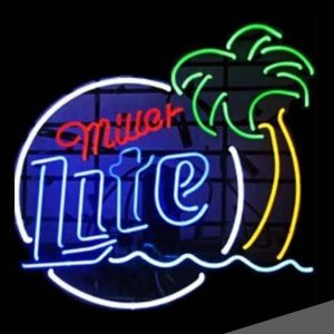 High Quality Super Bright MeiLi Streamlined Palm Tree Sign, Large Glowing Glass Tube Neon LED Signs for offices, parties, coffee shops, bars, birthdays, men's caves, home and event wall art decor.