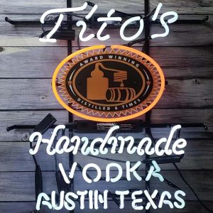 High Quality Super Bright Beer Tito's Vodka Sign, HD Inkjet Graphic Printed Board, Large Glowing Glass Tube Neon LED Sign for Office, Party, Coffee Shop, Bar, Birthday, Men's Cave, Home and Event Wall Art Decoration.