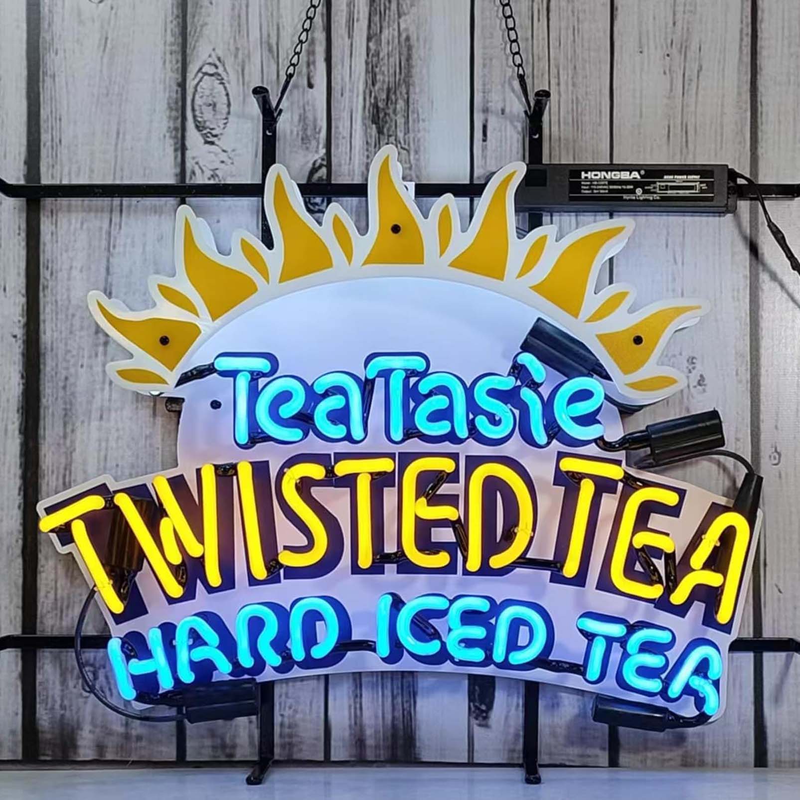 High Quality Super Bright Beer Twisted Tea The Original Hard Iced Tea Sign, HD Inkjet Graphic Printed Board, Large Glowing Glass Tube Neon LED Signs for Office, Party, Coffee Shop, Bar, Birthday, Men's Cave, Home and Event Wall Art Decoration.