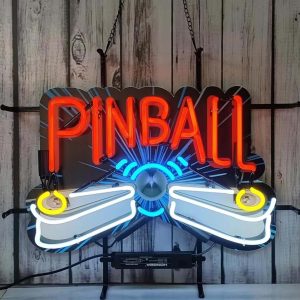 High Quality Super Bright Pinball Sign, HD Inkjet Graphic Printed Board, Large Glowing Glass Tube Neon LED Signs for Office, Party, Coffee Shop, Bar, Birthday, Men's Cave, Home and Event Wall Art Decoration.