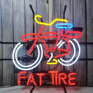 High quality super bright red fat tyre bike sign, large glowing glass tube neon LED sign for office, party, coffee shop, bar, birthday, man cave, home and event wall art decoration.