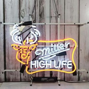 High Quality Super Bright Miller High Life Outdoor Deer Sign, Large Glowing Glass Tube Neon LED Sign for Office, Party, Coffee Shop, Bar, Birthday, Men's Cave, Home and Event Wall Art Decoration.