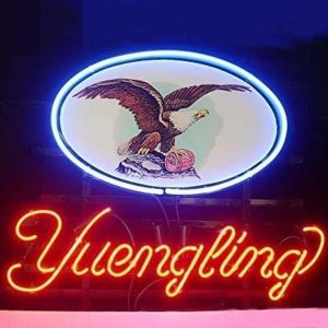 High quality super bright Y Uengling L Ager E Agle sign, HD inkjet graphic print board, large glowing glass tube neon LED sign for office, party, coffee shop, bar, birthday, man cave, home and event wall art decoration.