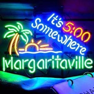 High quality super bright It's 5:00 Somewhere sign, HD inkjet graphic print board, large glowing glass tube neon LED sign for office, parties, coffee shops, bars, birthdays, men's caves, home and event wall art decor.
