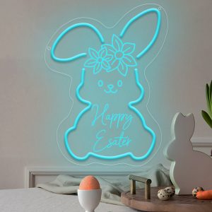 Custom Bunny and Name Neon Sign, 3D Engraving, Personalised LED Neon Lights for Easter, Birthday Parties, Events, Children's Rooms, Bedrooms, Living Rooms and Home Decor, Unique and Ideal Gifts for Birthdays, Parties, Children's Day, Housewarming and other events!