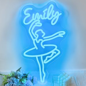 Custom ballet dancer and name neon sign, personalised LED neon lights for dance studios, ballet academies, dressing rooms, parties, living rooms and home decor, ideal unique gift for dance studios, birthday gifts, housewarming and more.