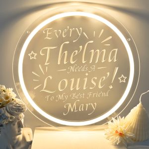 Custom Friendship and Name Neon Sign, 3D Engraving, Every Thelma needs a Louise neon sign for good friends, siblings, living room and home decor, birthday celebrations, ideal gift for parties, birthdays, housewarmings and other perfect matches!
