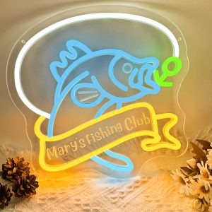 Custom Fishing and Name Neon Signs, Personalised LED Neon Signs for rod shops, fishing clubs, living rooms and home décor, a unique and ideal gift for birthdays, bedrooms, fishing outfitters, housewarmings and more!