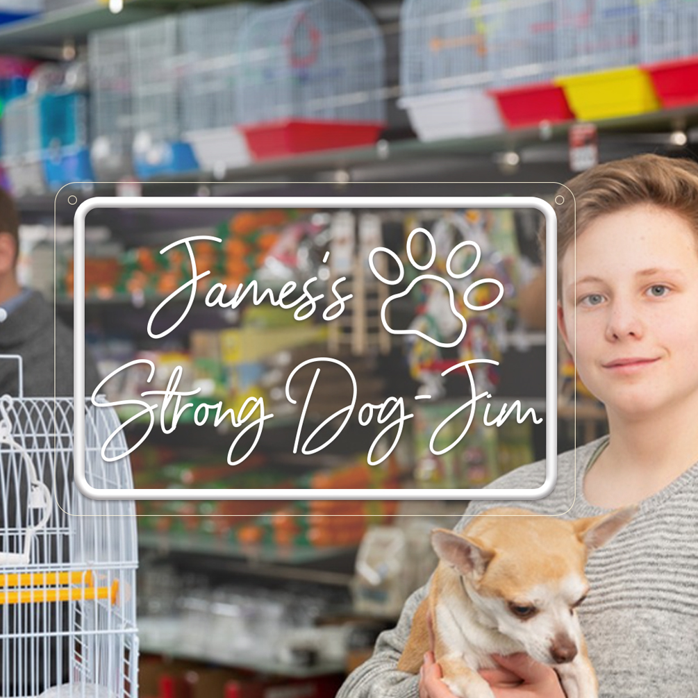 Custom animal paw and name neon sign with 3D engraving, personalised LED neon pet shop, unique ideal gift for weddings, events, kids' rooms, bedrooms, living rooms and home decor, birthdays, weddings, graduations, father's day, children's day, housewarming and more!